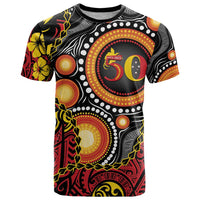 Celebrating 50 Years Papua New Guinea T Shirt Aboriginal Mix Papuan Pattern - Polynesian Pride