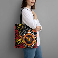 Celebrating 50 Years Papua New Guinea Tote Bag Aboriginal Mix Papuan Pattern - Polynesian Pride