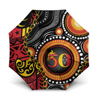 Celebrating 50 Years Papua New Guinea Umbrella Aboriginal Mix Papuan Pattern - Polynesian Pride