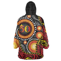 Celebrating 50 Years Papua New Guinea Wearable Blanket Hoodie Aboriginal Mix Papuan Pattern LT14 - Polynesian Pride