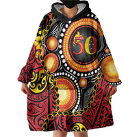 Celebrating 50 Years Papua New Guinea Wearable Blanket Hoodie Aboriginal Mix Papuan Pattern LT14 - Polynesian Pride