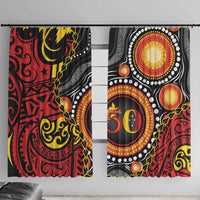 Celebrating 50 Years Papua New Guinea Window Curtain Aboriginal Mix Papuan Pattern - Polynesian Pride