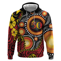 Celebrating 50 Years Papua New Guinea Zip Hoodie Aboriginal Mix Papuan Pattern LT14 Pullover Hoodie Red - Polynesian Pride