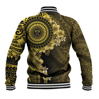 Vanuatu Baseball Jacket Hibisus Polynesian Pattern Gold - Polynesian Pride