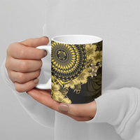 Vanuatu Ceramic Mug Hibisus Polynesian Pattern Gold - Polynesian Pride