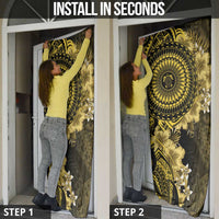 Vanuatu Door Cover Hibisus Polynesian Pattern Gold - Polynesian Pride