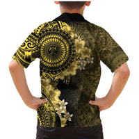 Vanuatu Family Matching Mermaid Dress and Hawaiian Shirt Hibisus Polynesian Pattern Gold - Polynesian Pride