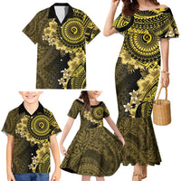 Vanuatu Family Matching Mermaid Dress and Hawaiian Shirt Hibisus Polynesian Pattern Gold - Polynesian Pride