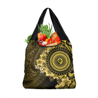 Vanuatu Grocery Bag Hibisus Polynesian Pattern Gold - Polynesian Pride