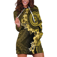 Vanuatu Hoodie Dress Hibisus Polynesian Pattern Gold LT14 Gold - Polynesian Pride