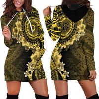 Vanuatu Hoodie Dress Hibisus Polynesian Pattern Gold LT14 - Polynesian Pride