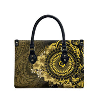 Vanuatu Leather Bag Hibisus Polynesian Pattern Gold - Polynesian Pride