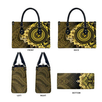 Vanuatu Leather Bag Hibisus Polynesian Pattern Gold - Polynesian Pride
