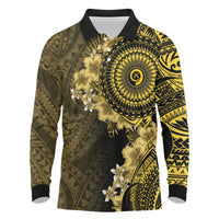 Vanuatu Long Sleeve Polo Shirt Hibisus Polynesian Pattern Gold - Polynesian Pride