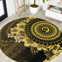 Vanuatu Round Carpet Hibisus Polynesian Pattern Gold LT14 Gold - Polynesian Pride