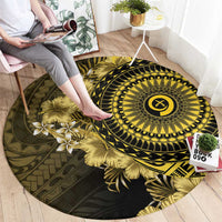 Vanuatu Round Carpet Hibisus Polynesian Pattern Gold LT14 - Polynesian Pride