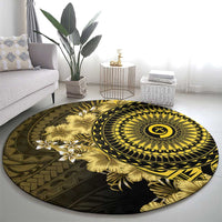 Vanuatu Round Carpet Hibisus Polynesian Pattern Gold LT14 - Polynesian Pride
