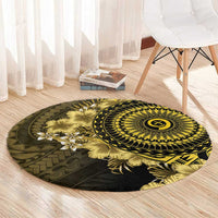 Vanuatu Round Carpet Hibisus Polynesian Pattern Gold LT14 - Polynesian Pride