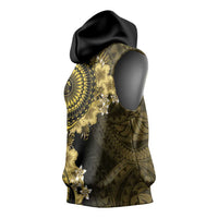 Vanuatu Sleeveless Hoodie Hibisus Polynesian Pattern Gold LT14 - Polynesian Pride