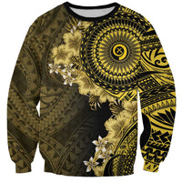 Vanuatu Sweatshirt Hibisus Polynesian Pattern Gold - Polynesian Pride