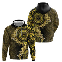 Vanuatu Zip Hoodie Hibisus Polynesian Pattern Gold - Polynesian Pride