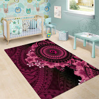 Vanuatu Area Rug Hibisus Polynesian Pattern Pink - Polynesian Pride