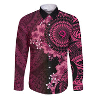 Vanuatu Family Matching Off The Shoulder Long Sleeve Dress and Hawaiian Shirt Hibisus Polynesian Pattern Pink - Polynesian Pride
