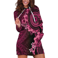 Vanuatu Hoodie Dress Hibisus Polynesian Pattern Pink LT14 Pink - Polynesian Pride