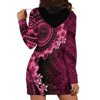 Vanuatu Hoodie Dress Hibisus Polynesian Pattern Pink LT14 - Polynesian Pride
