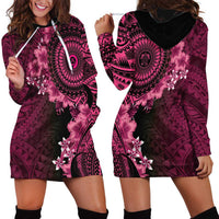 Vanuatu Hoodie Dress Hibisus Polynesian Pattern Pink LT14 - Polynesian Pride