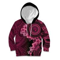 Vanuatu Kid Hoodie Hibisus Polynesian Pattern Pink - Polynesian Pride