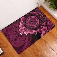 Vanuatu Rubber Doormat Hibisus Polynesian Pattern Pink - Polynesian Pride