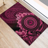 Vanuatu Rubber Doormat Hibisus Polynesian Pattern Pink - Polynesian Pride