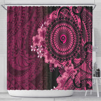 Vanuatu Shower Curtain Hibisus Polynesian Pattern Pink - Polynesian Pride