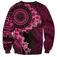 Vanuatu Sweatshirt Hibisus Polynesian Pattern Pink - Polynesian Pride