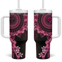 Vanuatu Tumbler With Handle Hibisus Polynesian Pattern Pink - Polynesian Pride
