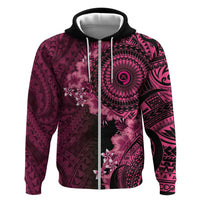 Vanuatu Zip Hoodie Hibisus Polynesian Pattern Pink LT14 Zip Hoodie Pink - Polynesian Pride