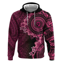 Vanuatu Zip Hoodie Hibisus Polynesian Pattern Pink LT14 Pullover Hoodie Pink - Polynesian Pride