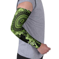Vanuatu Arm Sleeves Hibisus Polynesian Pattern Green - Polynesian Pride