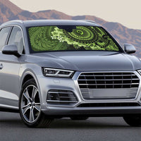 Vanuatu Auto Sun Shade Hibisus Polynesian Pattern Green - Polynesian Pride