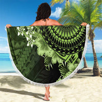 Vanuatu Beach Blanket Hibisus Polynesian Pattern Green - Polynesian Pride