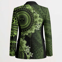 Vanuatu Blazer Hibisus Polynesian Pattern Green - Polynesian Pride