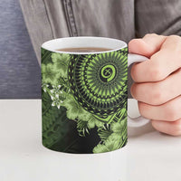Vanuatu Ceramic Mug Hibisus Polynesian Pattern Green - Polynesian Pride