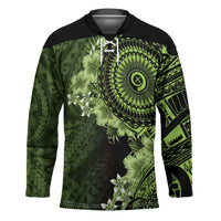 Vanuatu Hockey Jersey Hibisus Polynesian Pattern Green - Polynesian Pride
