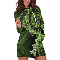 Vanuatu Hoodie Dress Hibisus Polynesian Pattern Green LT14 Green - Polynesian Pride