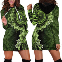 Vanuatu Hoodie Dress Hibisus Polynesian Pattern Green LT14 - Polynesian Pride