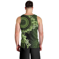 Vanuatu Men Tank Top Hibisus Polynesian Pattern Green - Polynesian Pride