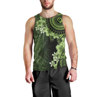 Vanuatu Men Tank Top Hibisus Polynesian Pattern Green - Polynesian Pride