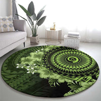 Vanuatu Round Carpet Hibisus Polynesian Pattern Green - Polynesian Pride