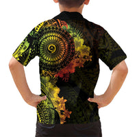 Vanuatu Family Matching Short Sleeve Bodycon Dress and Hawaiian Shirt Hibisus Polynesian Pattern Reggae - Polynesian Pride